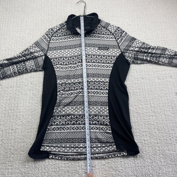 SWIX Base Layer Long Sleeve 1/2 Zip Wom L Nordic Pattern Black White Ski / Hke - Picture 7 of 13